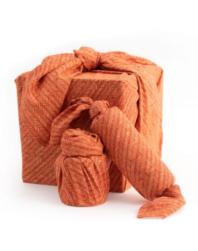 Rust Herringbone Fabric Gift Wrap